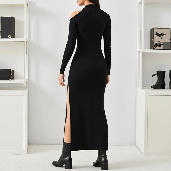 Elegant maxi dress with slit and cutout detail - Megan