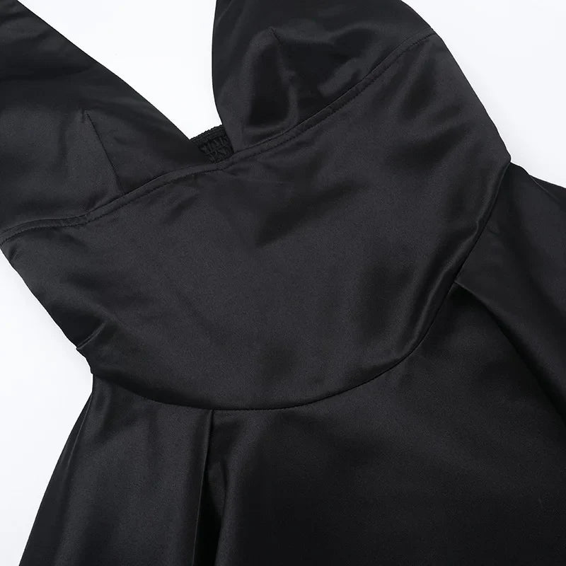 Fitted satin mini dress with waist detail in A-line shape - Dulce