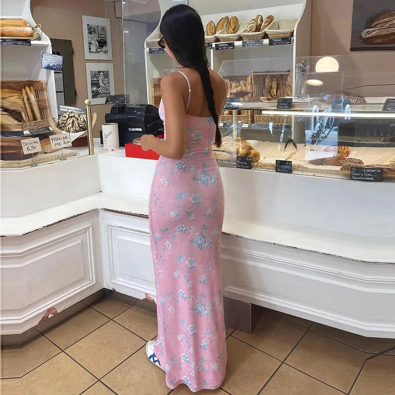 Fitted Floral Maxi Dress - Galina
