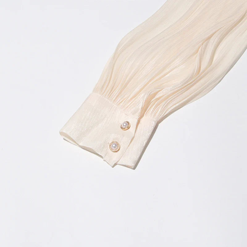 Ruched Mini Dress with Ruffle Detail, Shiny Chiffon Fabric - Lucille