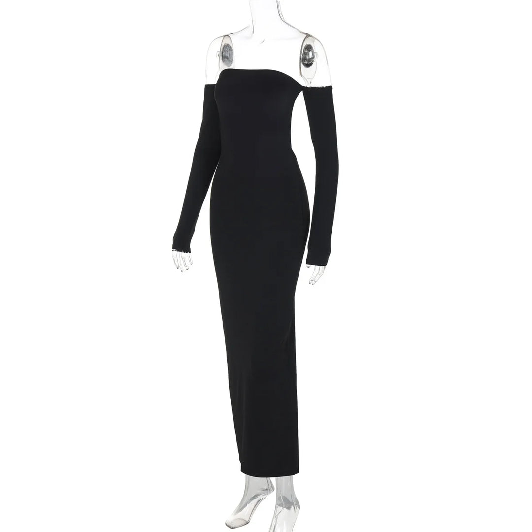 Fitted Shaping Fabric Maxi Dress with Open Back - Avera