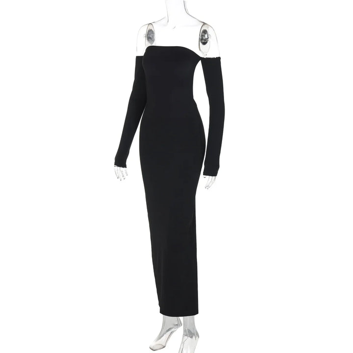 Fitted Shaping Fabric Maxi Dress with Open Back - Avera