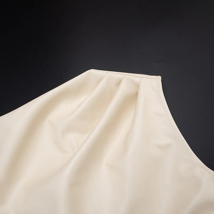 Mini Faux Leather Dress with Pleats Design - SIERA