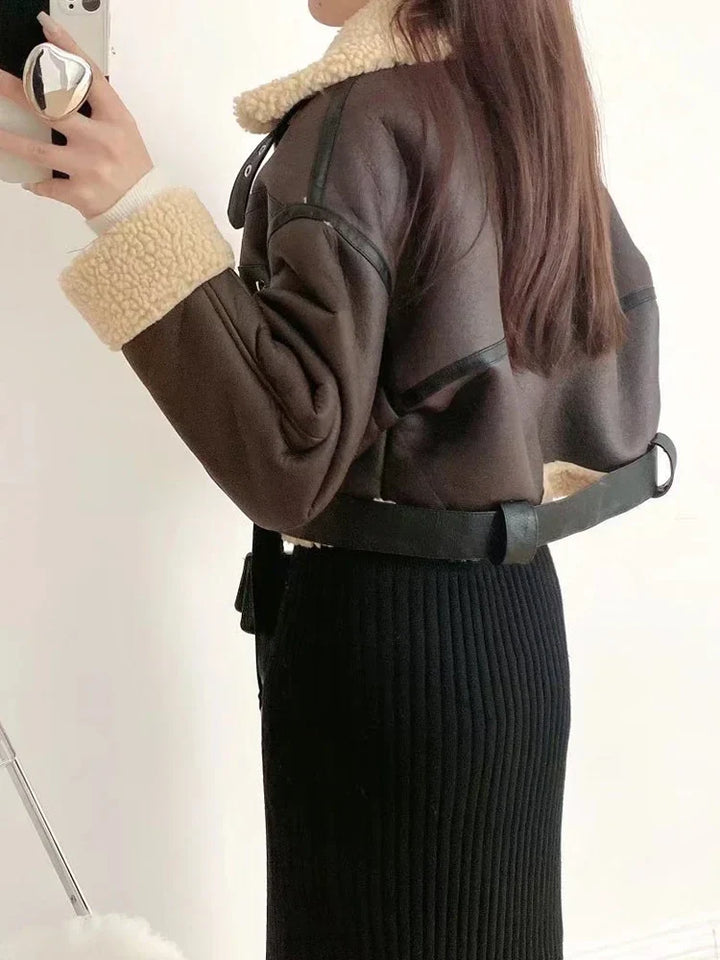 Short leather coat with inner fur - Johnny