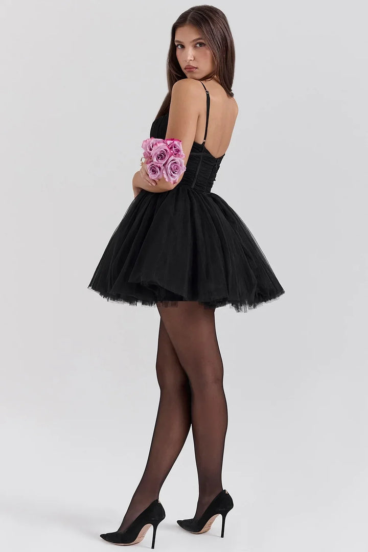 Ballerina mini dress with tulle design in A-line cut - Alicia