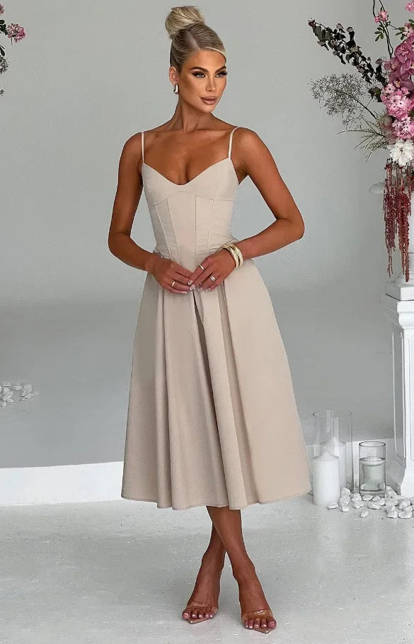 Midi Dress with A-Line and Classic Design - Nataly