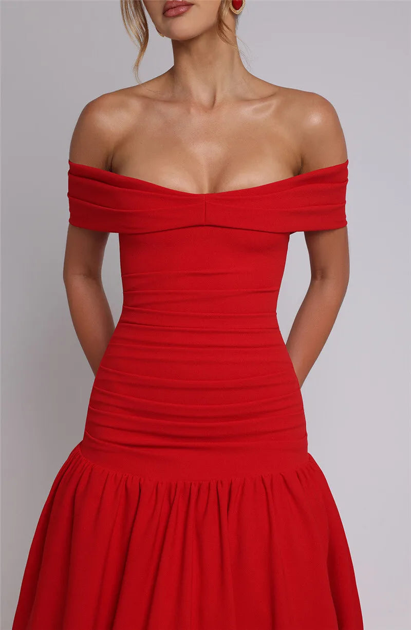 Maxi off-shoulder dress - Tehila