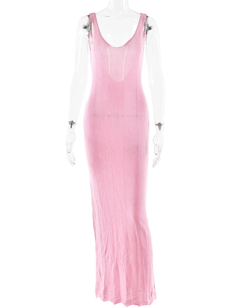 Knitted Maxi Dress with Open Back - Maliyah