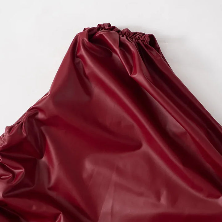 Mini faux leather dress with pleats and off-shoulder design - Meri