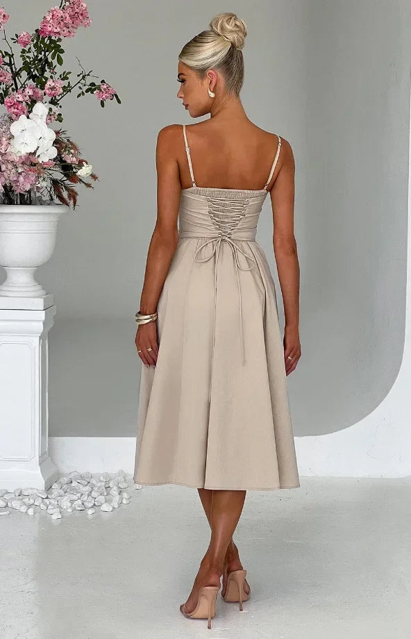 Midi Dress with A-Line and Classic Design - Nataly