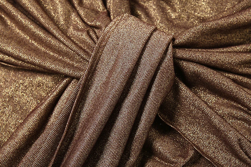 Sequin Maxi Dress with Draped Collar and Pleated Design - Angela