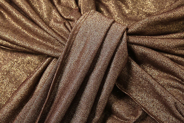 Sequin Maxi Dress with Draped Collar and Pleated Design - Angela