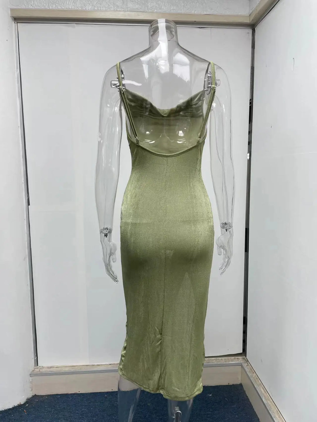 Summer midi knitted dress with slit decoration - Smile