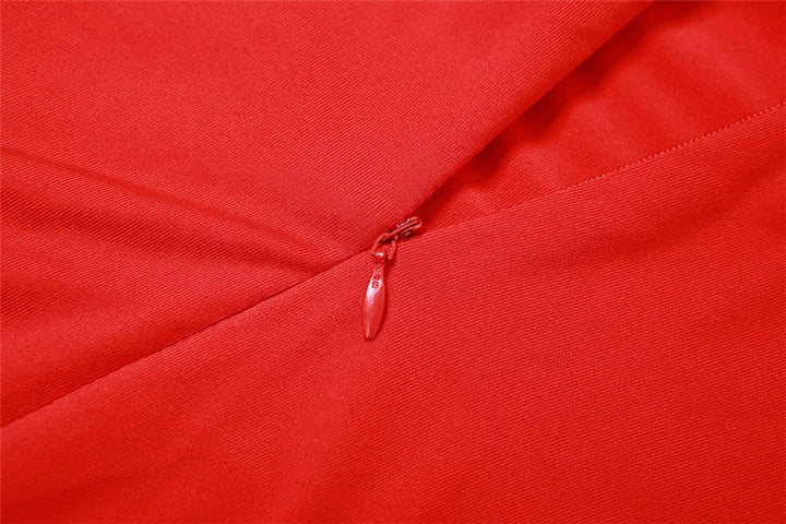 Elegant maxi dress with turtleneck and open belly - Rojo