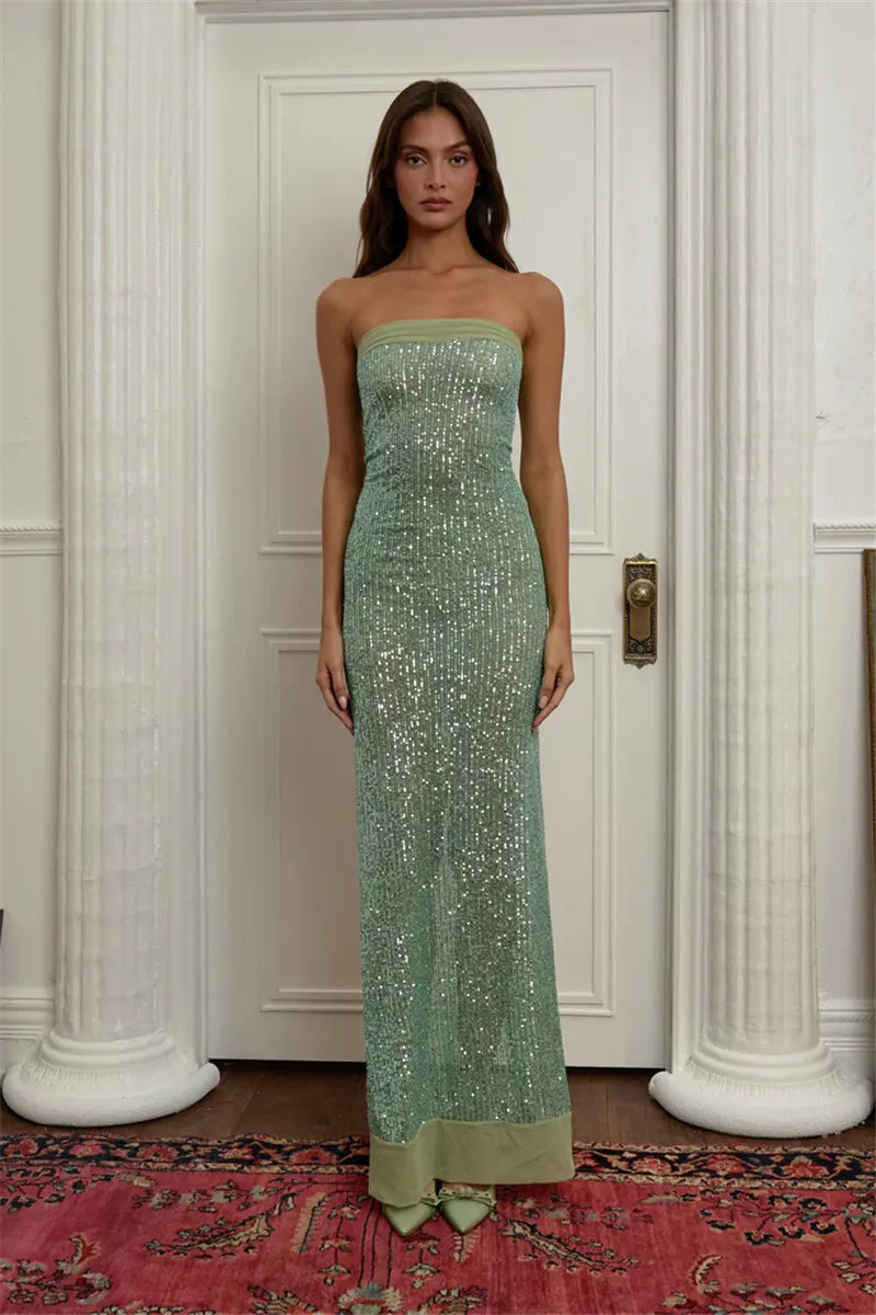 Strapless Maxi Dress with Sequin Design - WIN D