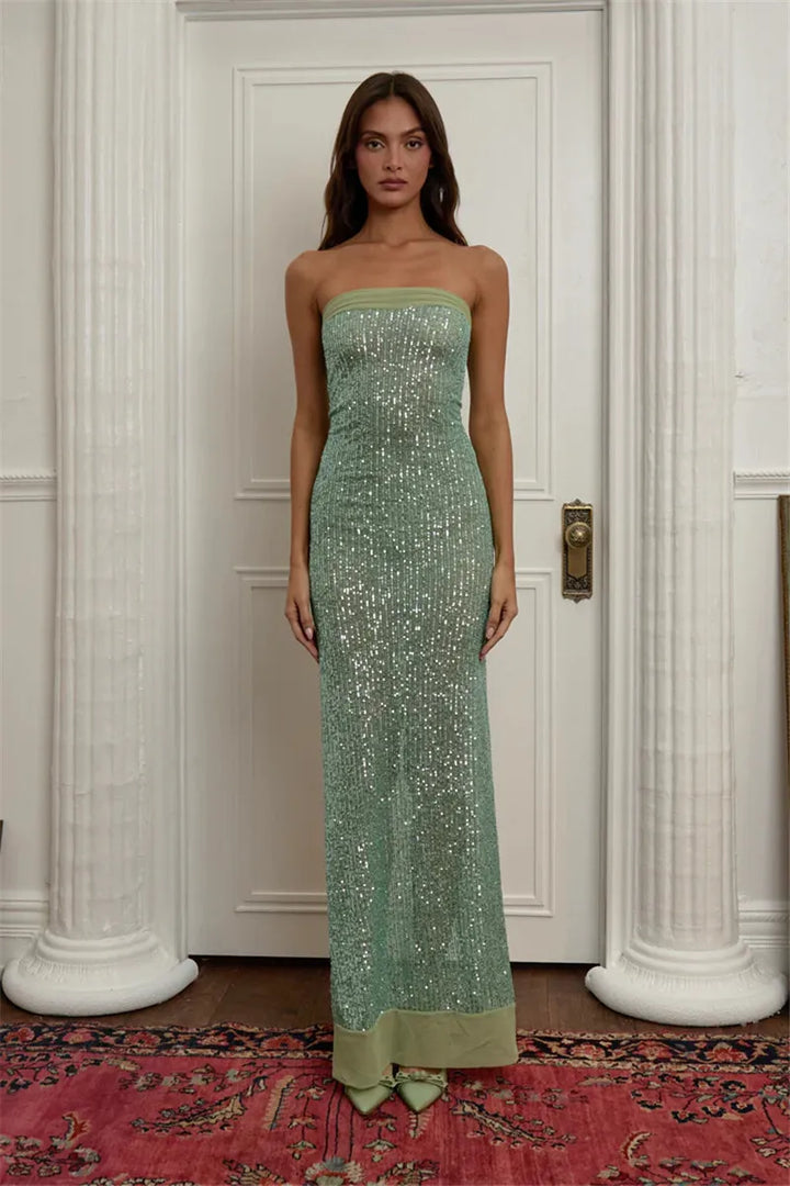 Strapless Maxi Dress with Sequin Design - WIN D