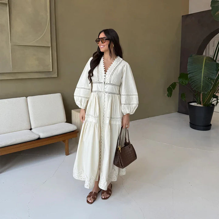 Maxi dress with ruffles and button decoration - Raya