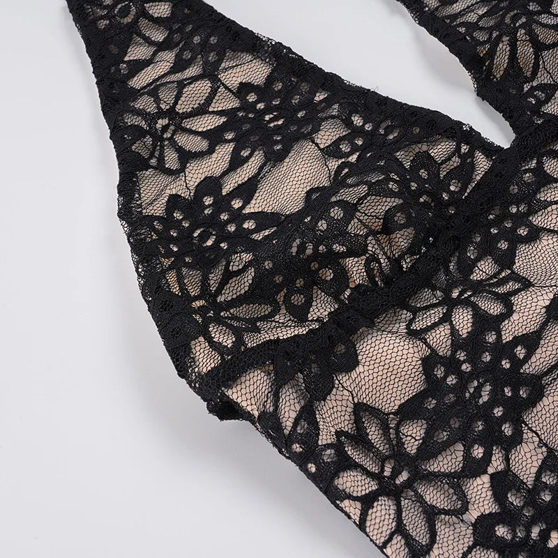 Mini pleated dress with lace bodysuit design - LISS