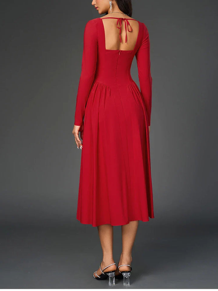 A-line Midi Dress with Rustic Design - Giuliana