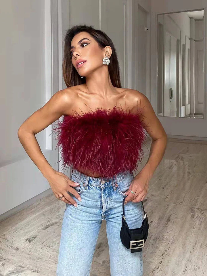 Strapless Feather Top - Tamila