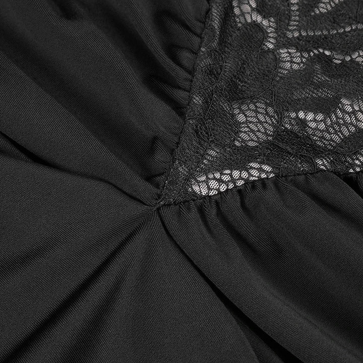 Maxi Dress with Ruching, Collar Cut, Opaque Lace Design, and Open Back - Elliana