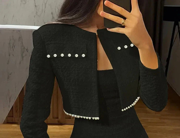 Strapless woven mini dress with short blazer - Leo