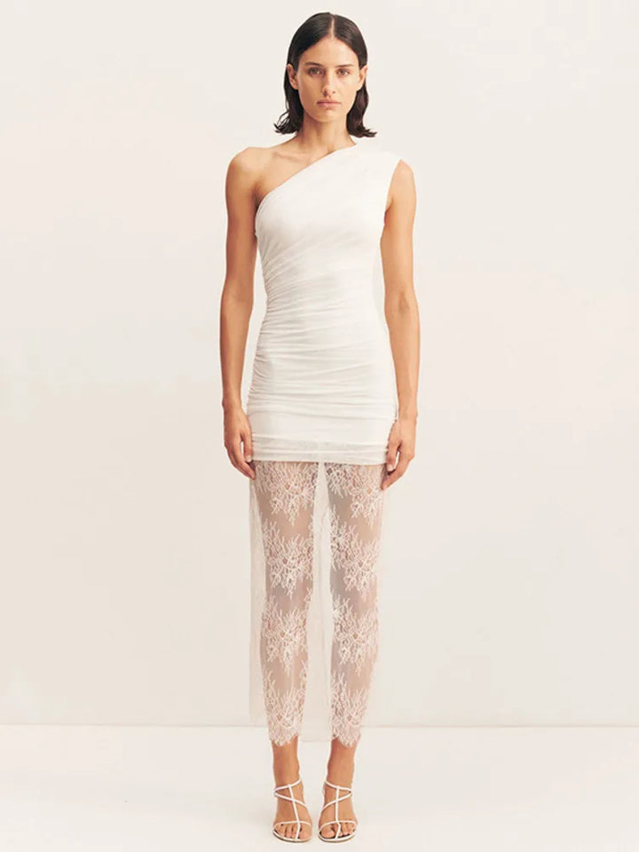 Maxi dress with ruching and lace design - Ameriza