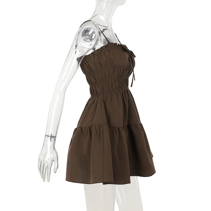 A-line ruffle mini dress, country style - Tiran