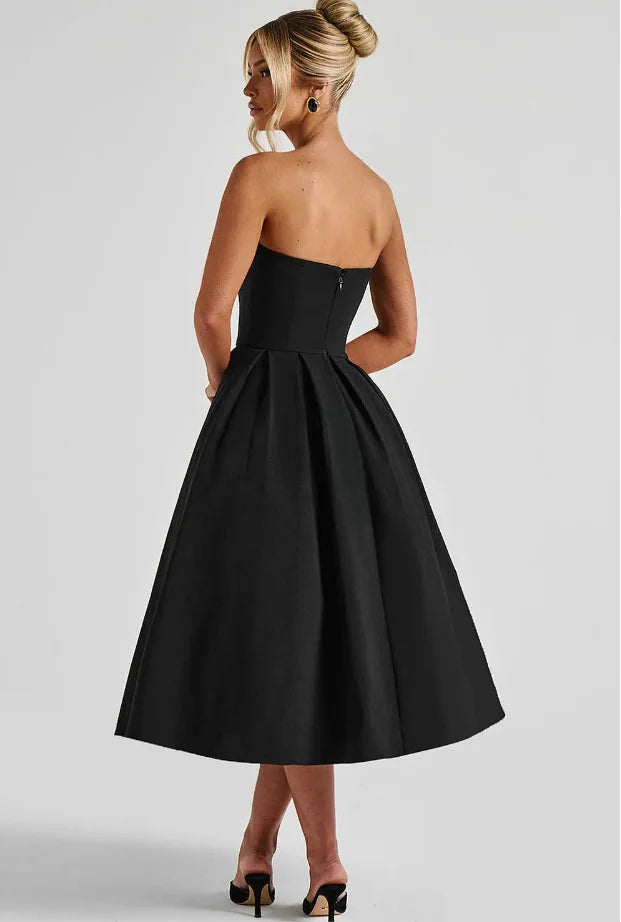 Strapless midi dress in A-line cut - Arya