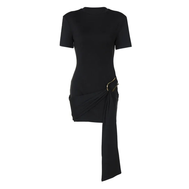Mini dress with special design, buckle, and train decoration - Morgan