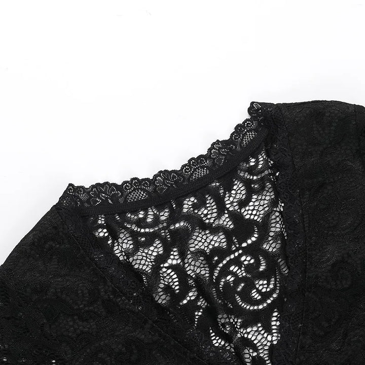 Fitted Lace Mini Dress with Satin Detail and Pin Closure - Olive