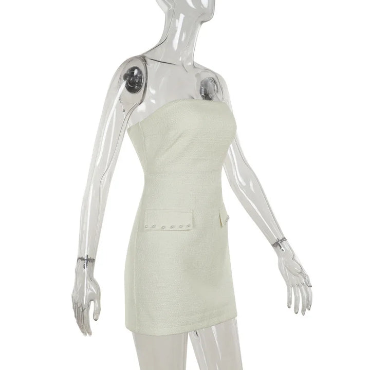 Strapless woven mini dress with short blazer - Leo