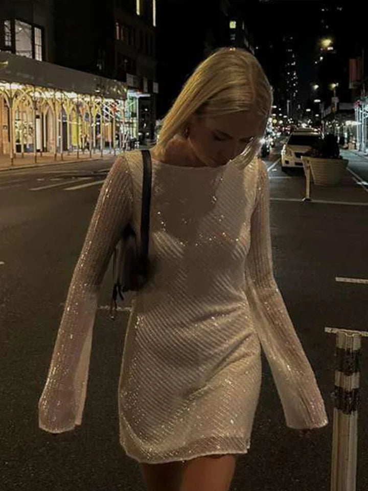 Mini sequin dress with open back - SOL