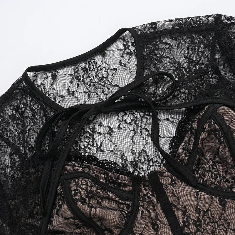 Lace corset top with lace sleeve decoration - Mila