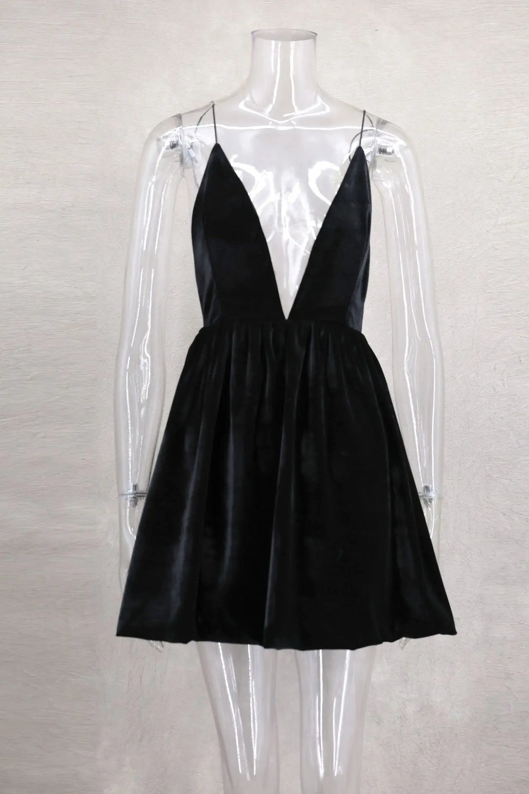 Velvet Mini Balloon Dress with Open Back - Myla