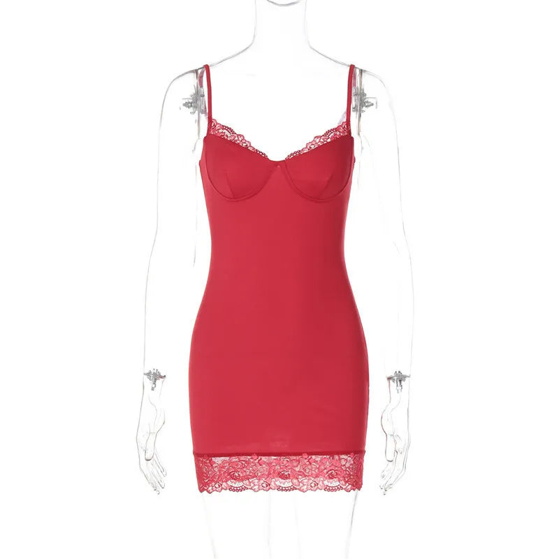 Fitted mini dress with lace decoration - Alice