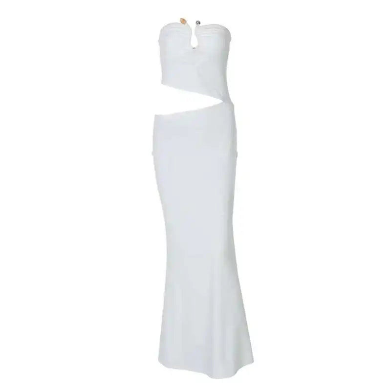 Maxi strapless dress with cut style and buckle detail - Tai
