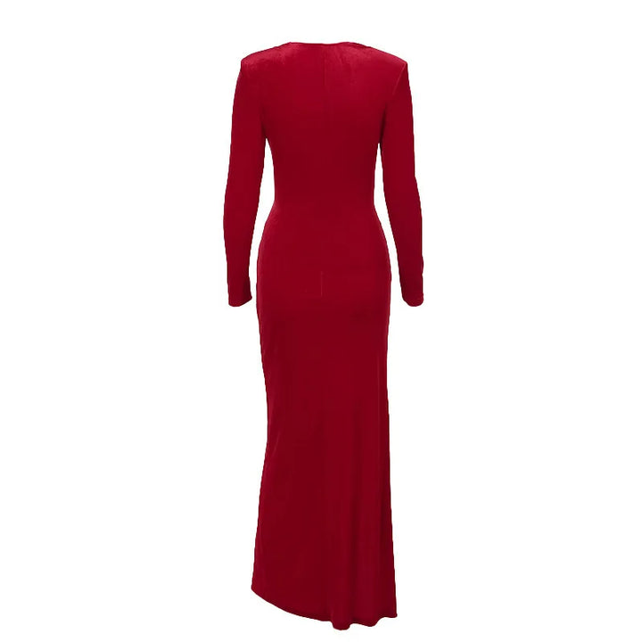 Velvet Maxi Dress with Slit Design - Prague