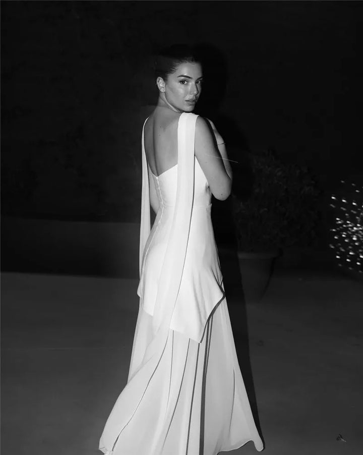 Strapless Maxi Dress with Chiffon Bottom, Slit Design, and Matching Scarf Detail - Princess