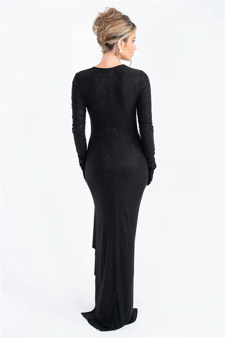 Sequin maxi dress with ruching design - Nofya