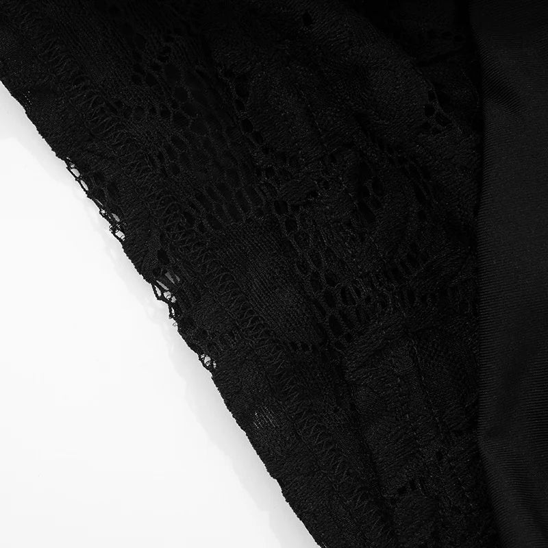 Lace mini dress decorated with trailing tie - Karin