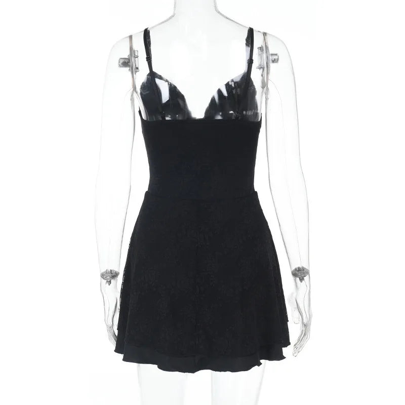 A-Line Lace Mini Dress with Pin Closure - Saanvi