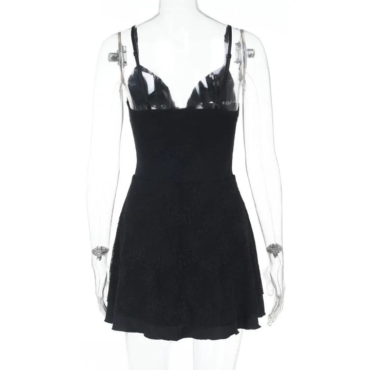 A-Line Lace Mini Dress with Pin Closure - Saanvi