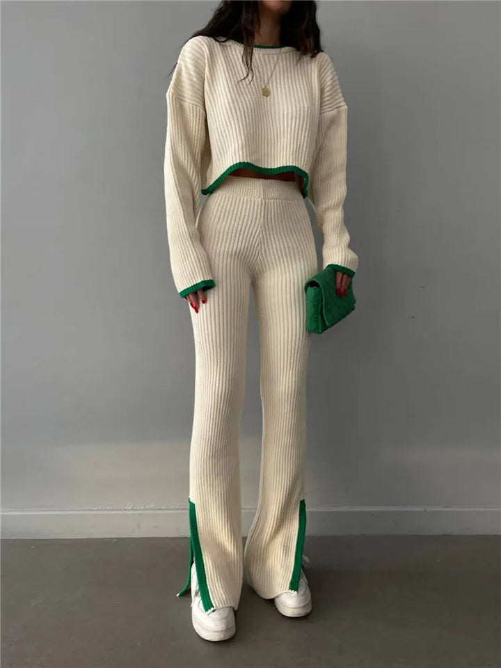 Knitted Two-Piece Suit: Pants and Shirt - Nora