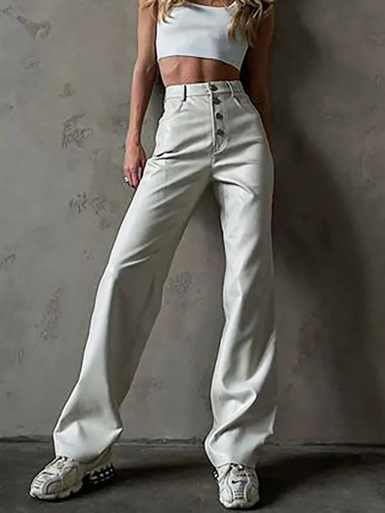 High-Waisted Faux Leather Pants - Karina