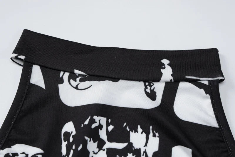 Mini Dress with Collar and Monochrome Print Design - Tessa