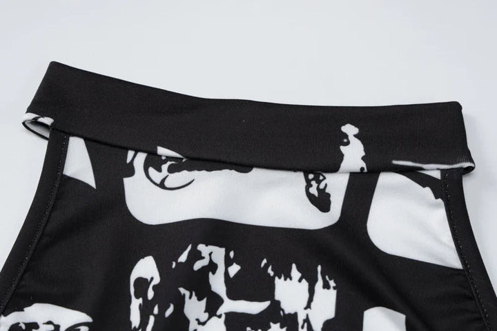 Mini Dress with Collar and Monochrome Print Design - Tessa