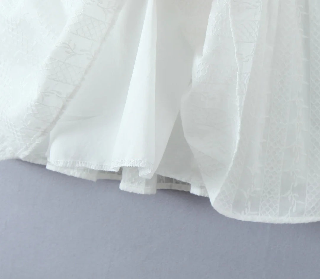 Mini Dress with Embroidery and Button Detail - Shaked