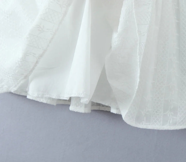 Mini Dress with Embroidery and Button Detail - Shaked