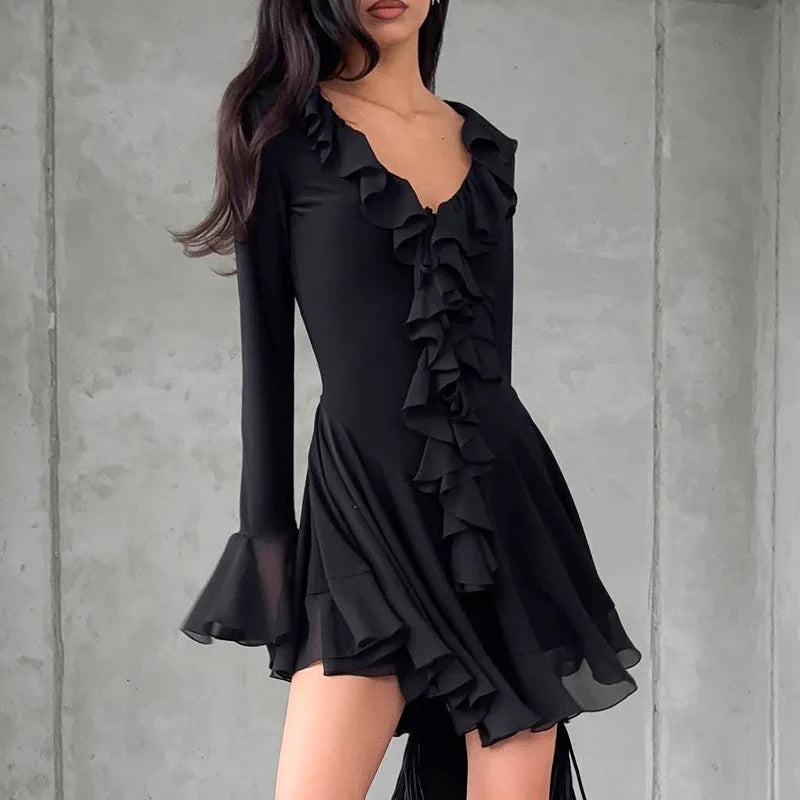 Mini dress with ruffle detail - ALINA